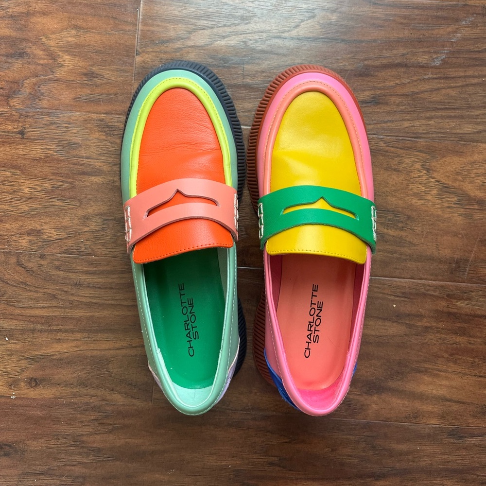 Charlotte Stone Colorful Leather Loafers